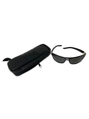 Black Womens Sunglasses with Case Black Silver trim